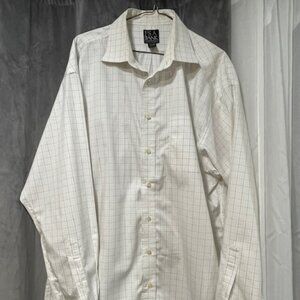 Jos. A. Bank, Tan & White, Checkered Dress Shirt, size 17-1/2 neck - 36 sleeve.